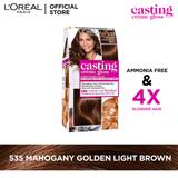LOreal Paris Casting Creme Gloss - 535 Mahogany Golden Light Brown Hair Color Loreal  