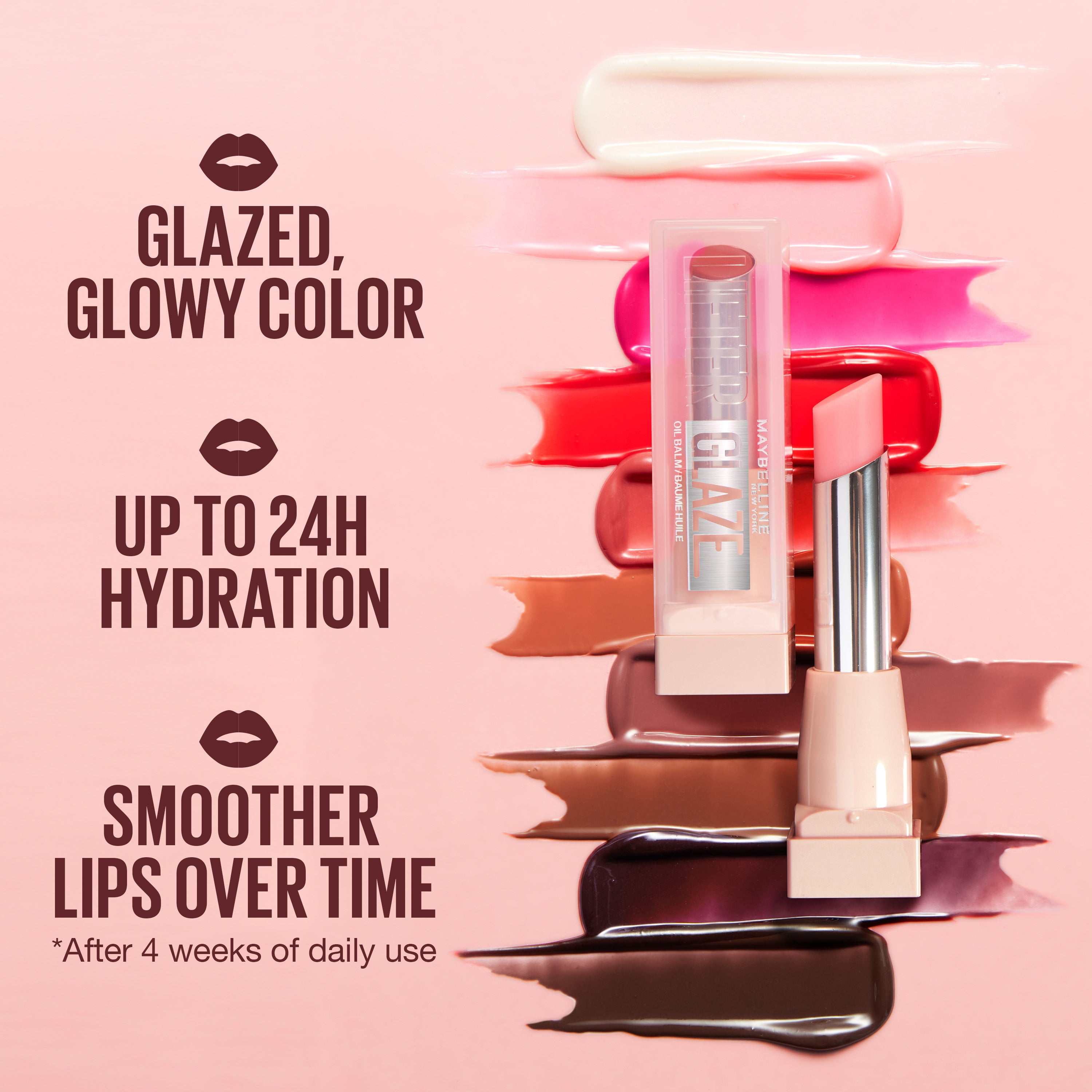 Maybelline New York - Tinted Lip Oil Balm with cherry extract - 24Hr Hydrated Lips Lifter Glaze 009 Latte Crush