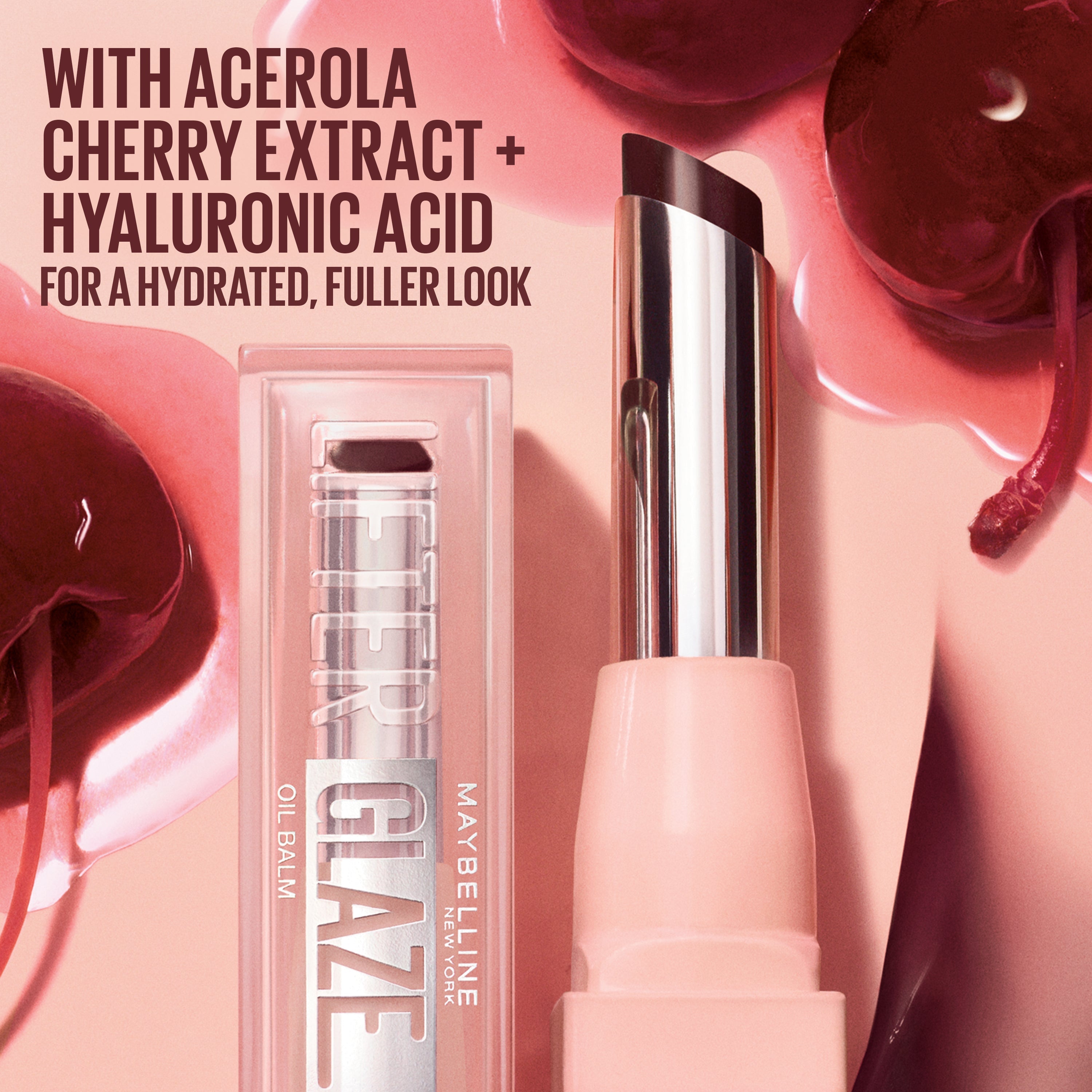 Maybelline New York - Tinted Lip Oil Balm with cherry extract - 24Hr Hydrated Lips Lifter Glaze 007 Berry Haze