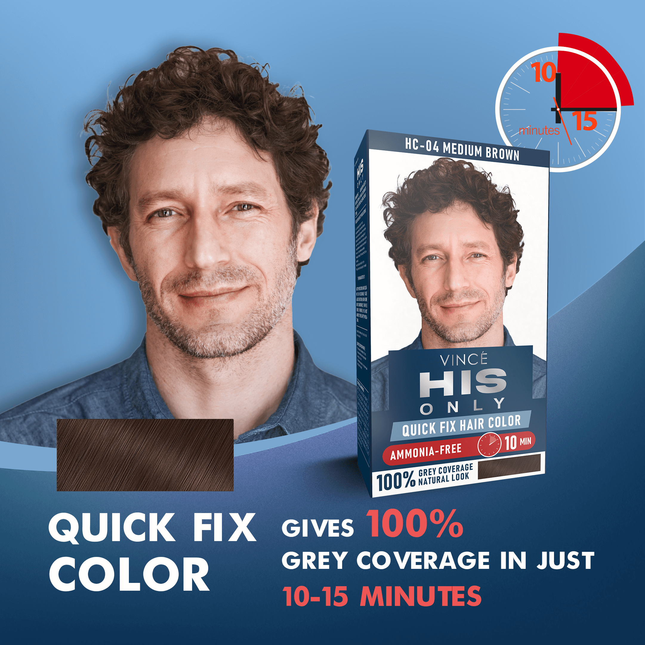 Medium Brown Men Hair Color - His Only (HC-04)