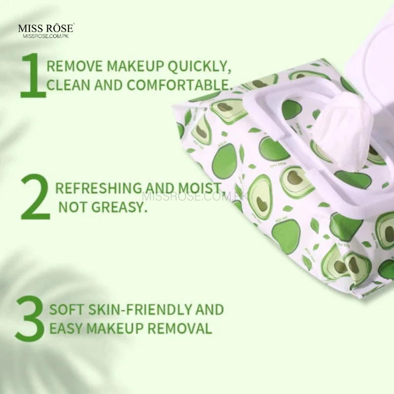 Miss Rose Avocado beauty concept facial cleaning  wipes