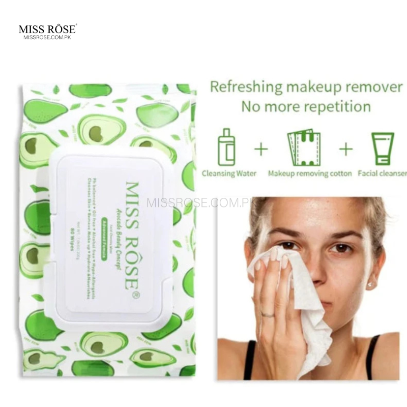 Miss Rose Avocado beauty concept facial cleaning  wipes