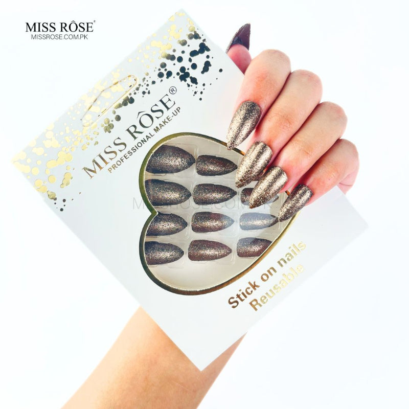 Miss Rose Glitter Chunk Stick-On Nails