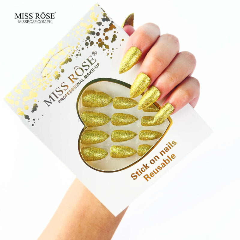 Miss Rose Glitter Chunk Stick-On Nails