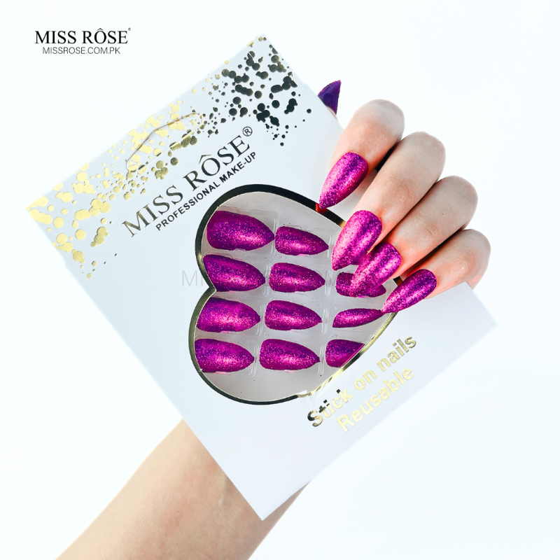 Miss Rose Glitter Chunk Stick-On Nails