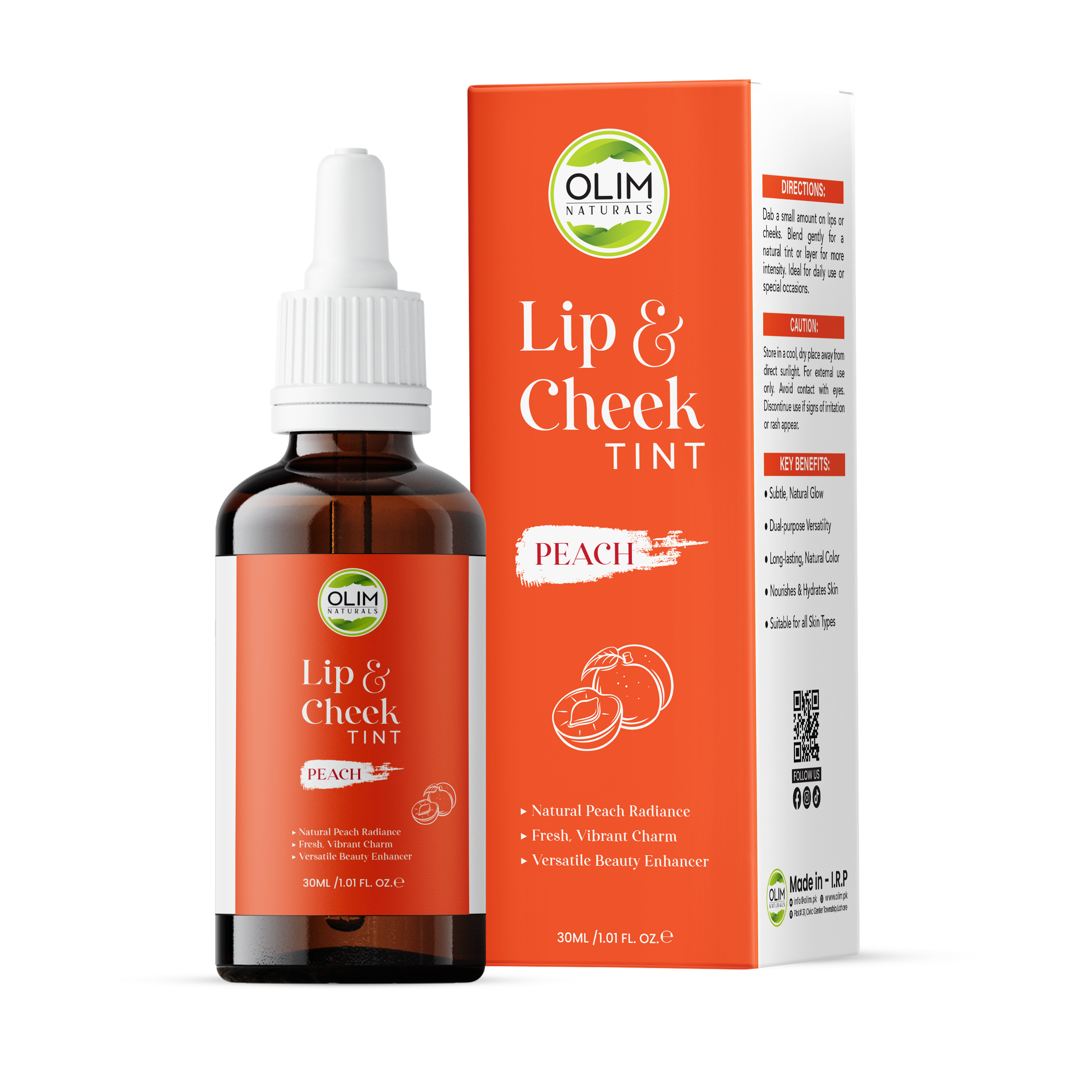 Lip & Cheek Tint Peach | Olim Naturals Hydrating Niacinamide Tint