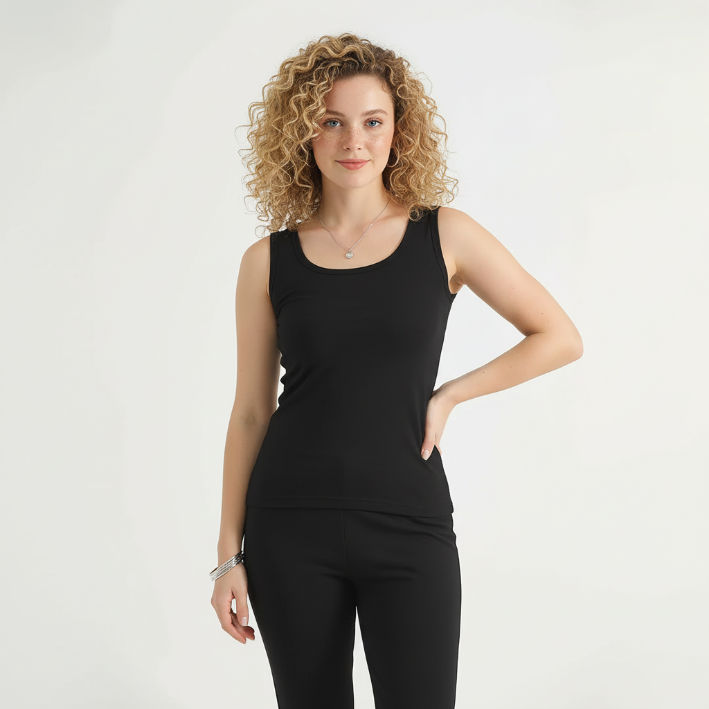 Belleza Lingerie Thermal Sleeve Less Shirt - Black