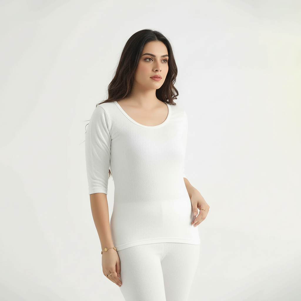 Belleza Lingerie Thermal Sleeve Shirt - White