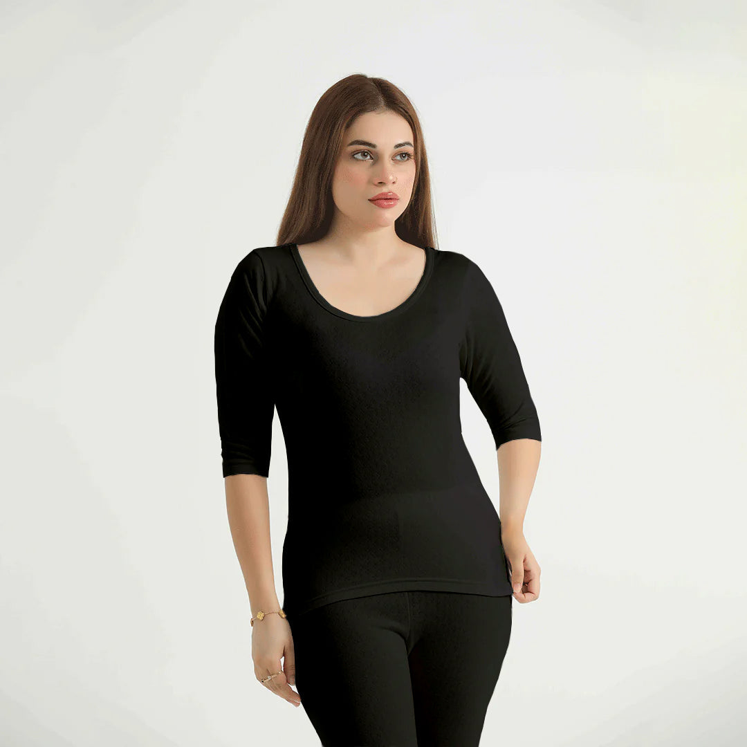 Belleza Lingerie Thermal Sleeve Shirt - Black