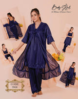 Body Girl 3-Pieces Long Gown Nightwear For Girls & Women Free Size body girl  