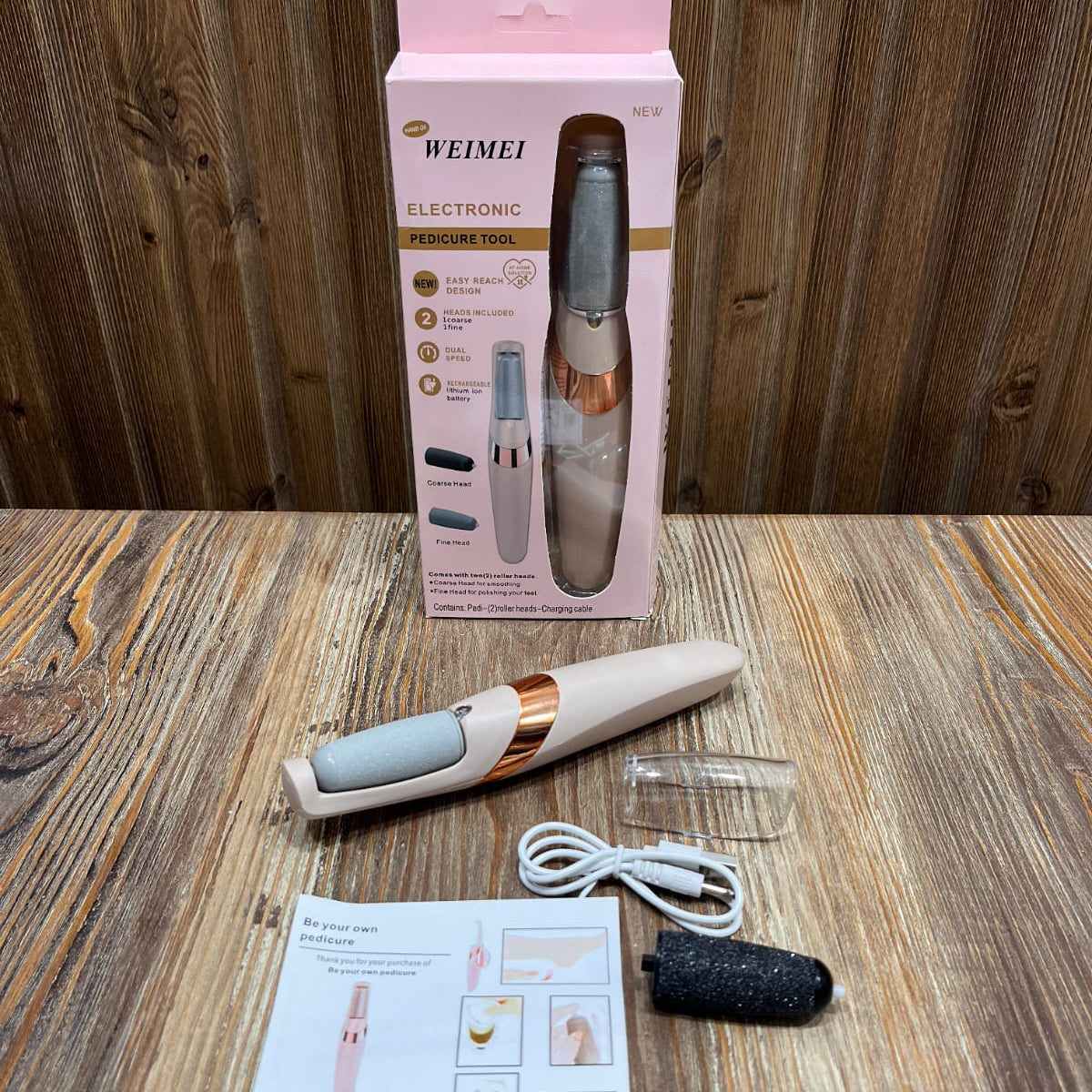 WEIMEI Rechargeable Electric Foot File Callus Remover for Wet & Dry Pedicure.
