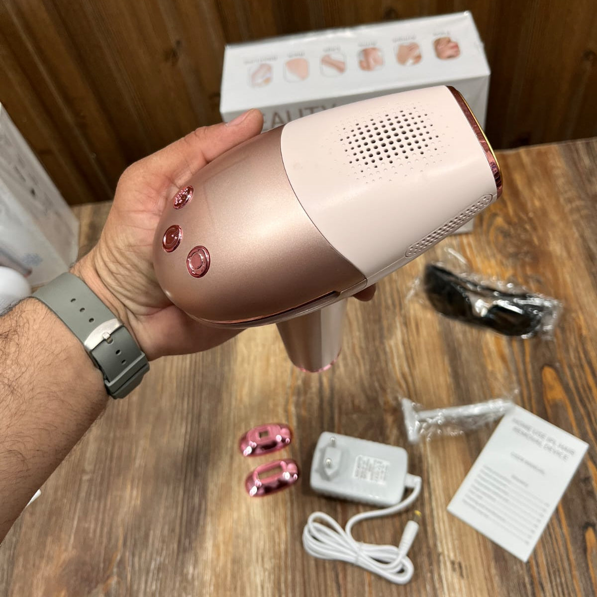 Beauty Professional IPL Laser Hair Removal Device for Women & Men | At-Home Permanent Painless Hair Remover with Ice Cooling Technology | 999,999 Flashes Quartz Light & Dual Precision Clips