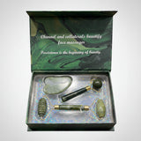 3-in-1 Green Jade Facial Roller, Ridged Roller & Gua Sha Set.