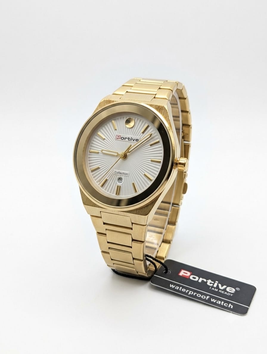 PORTIVE MEN Watch M-3050 -G Round Dial Stainless Steel Chain Watch With Date