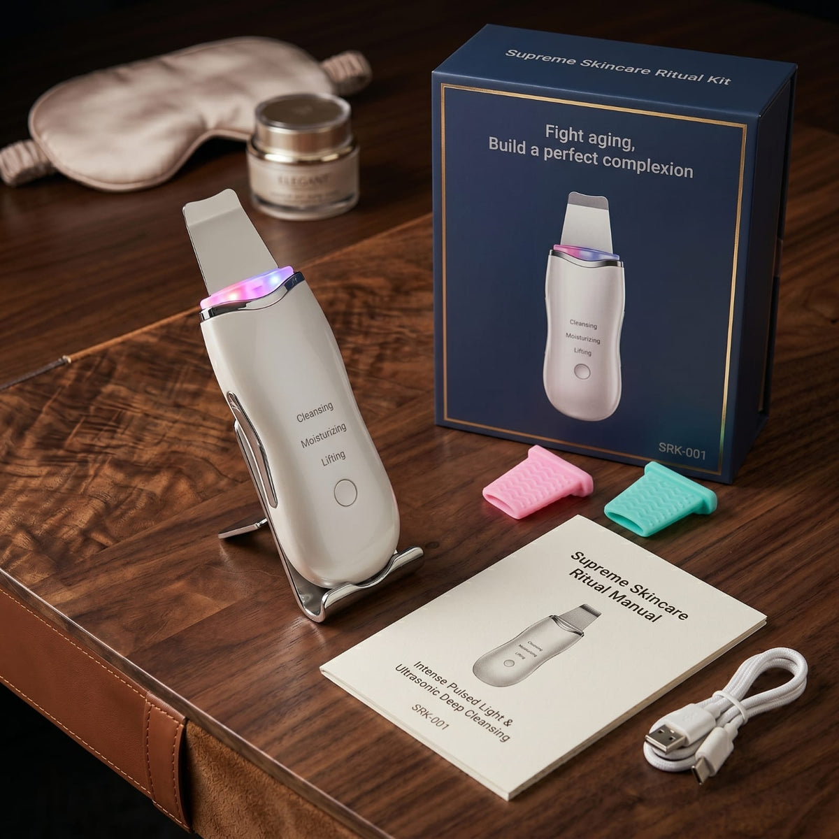 Ultrasonic Leather Shovel Facial Skin Scrubber – Lifting, Moisturizing, Cleansing & Blackhead Remover Tool