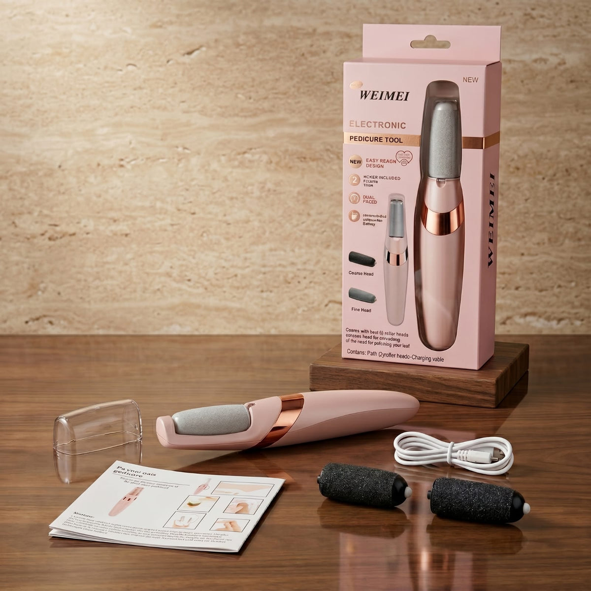 WEIMEI Rechargeable Electric Foot File Callus Remover for Wet & Dry Pedicure.