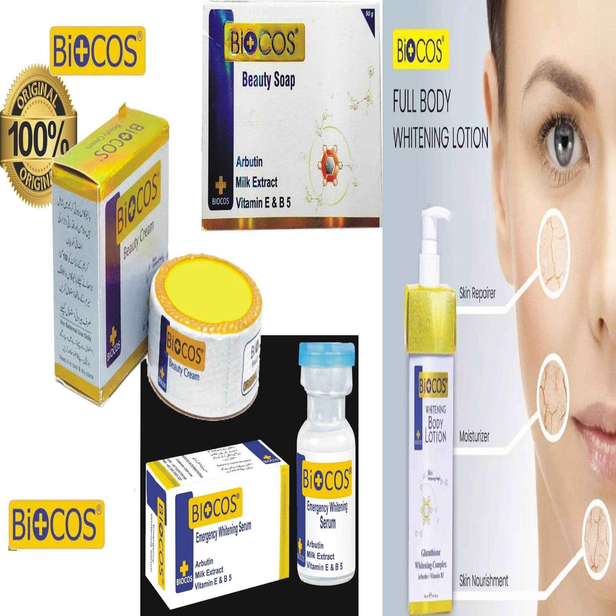 Pack Of 4 Biocos Cream,Soap Serum & Body Lotion