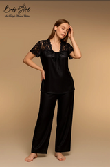Body Girl Satin & Lace Pajama Set – Elegant Luxury Nightwear for Women Bodygirl  