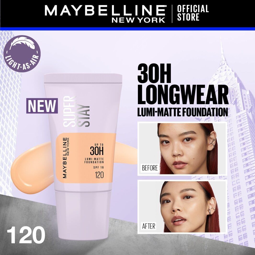 Maybelline New York - Superstay Lumi Matte Liquid Foundation With Spf-16, 30H Weightless Longwear, 18Ml, (Shade 120)