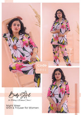 Body Girl Floral Printed Shirt & Trouser Night Wear For Girls & Women Free Size body girl  