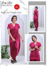 Body Girl 2-Pieces Half Sleeves & V-Neck Patiyala Nightwear Free Size body girl  