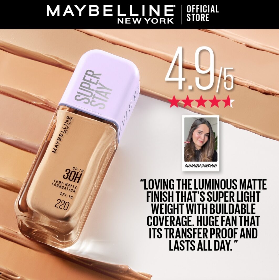 Maybelline New York - Superstay Lumi Matte Liquid Foundation With Spf-16, 30H Weightless Longwear, 18Ml, (Shade 220)