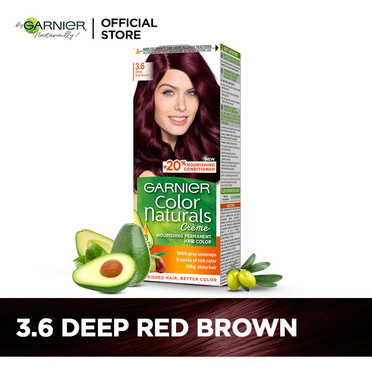 Garnier - Color Naturals Crème Hair Color - 3.6 Deep Red Brown