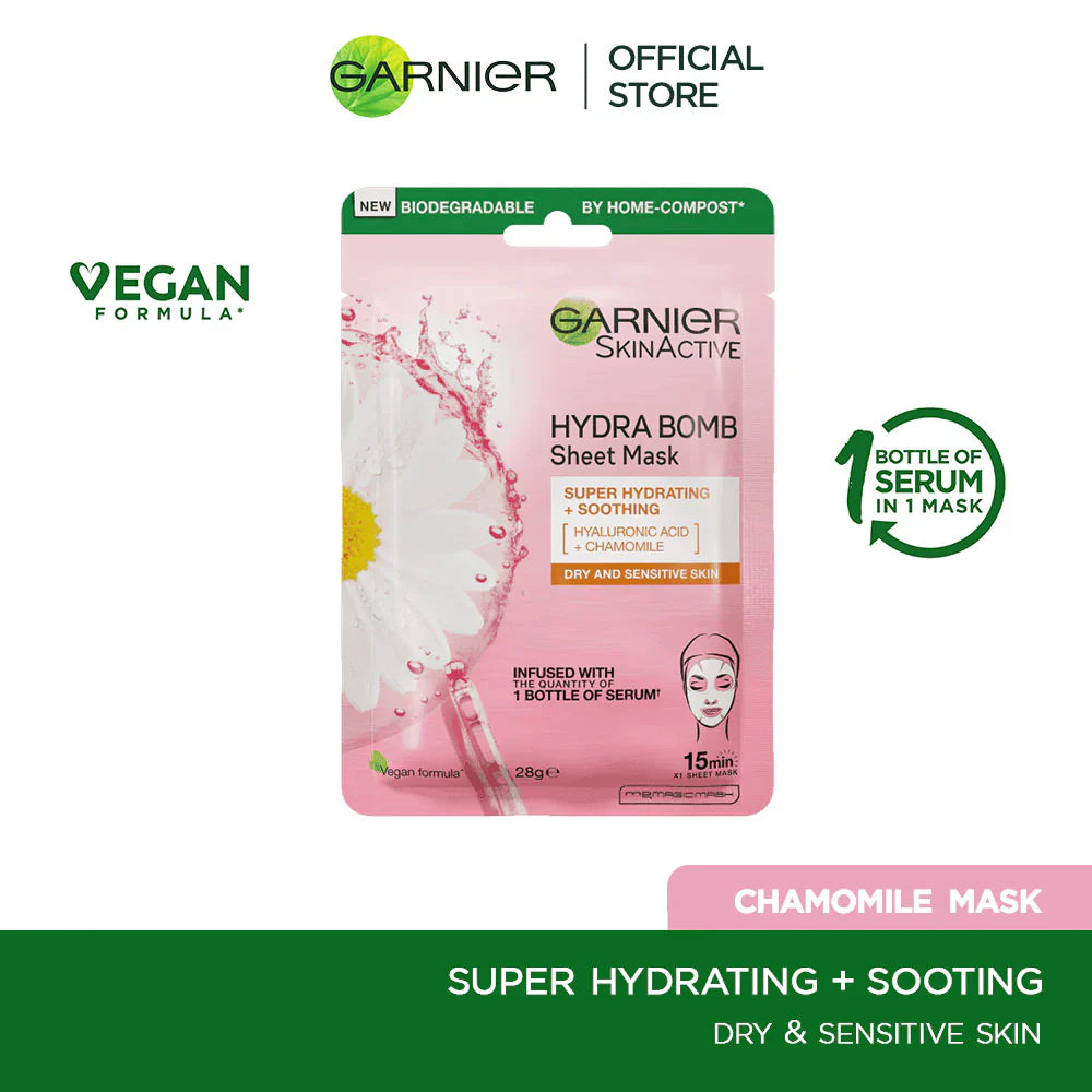 Garnier - Skin Active Hydra Bomb Chamomile Tissue Face Mask - Hydrating and Soothing 28g