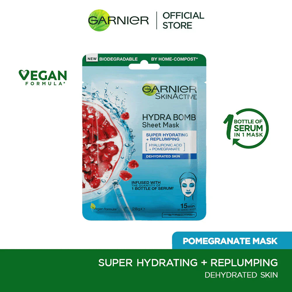 Garnier - Skin Active Hydra Bomb Pomegranate Tissue Face Mask - Hydrating and Replenishing 28g