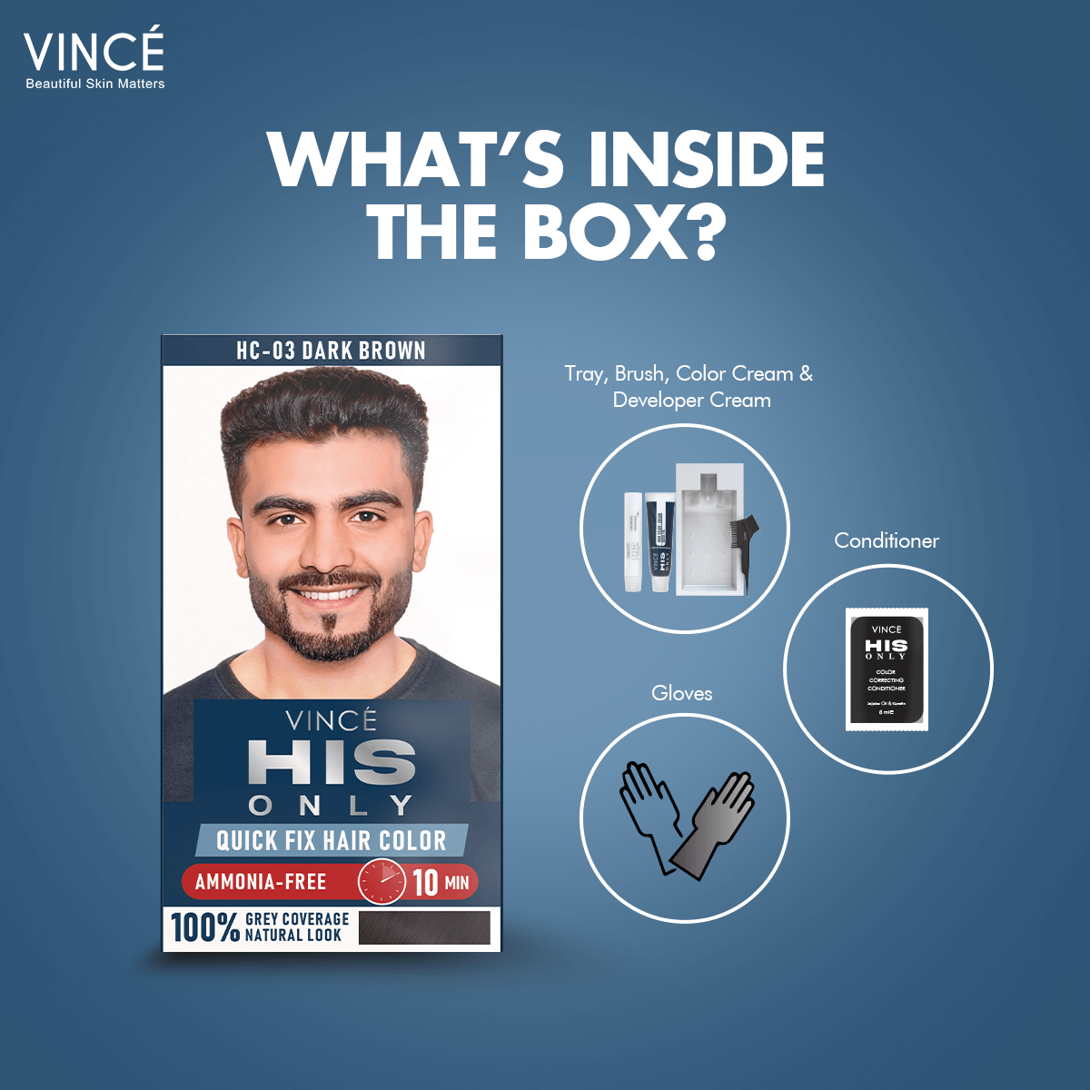 Dark Brown Men Hair Color - His Only (HC-03)