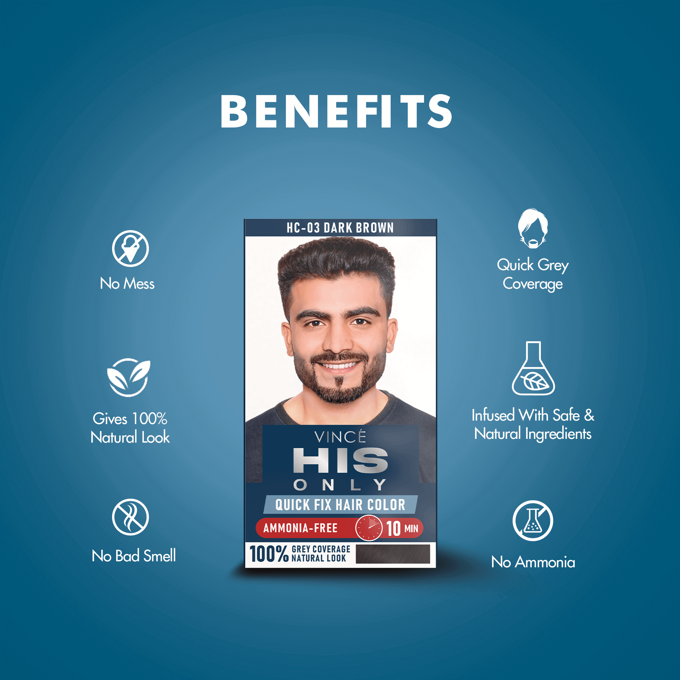 Dark Brown Men Hair Color - His Only (HC-03)