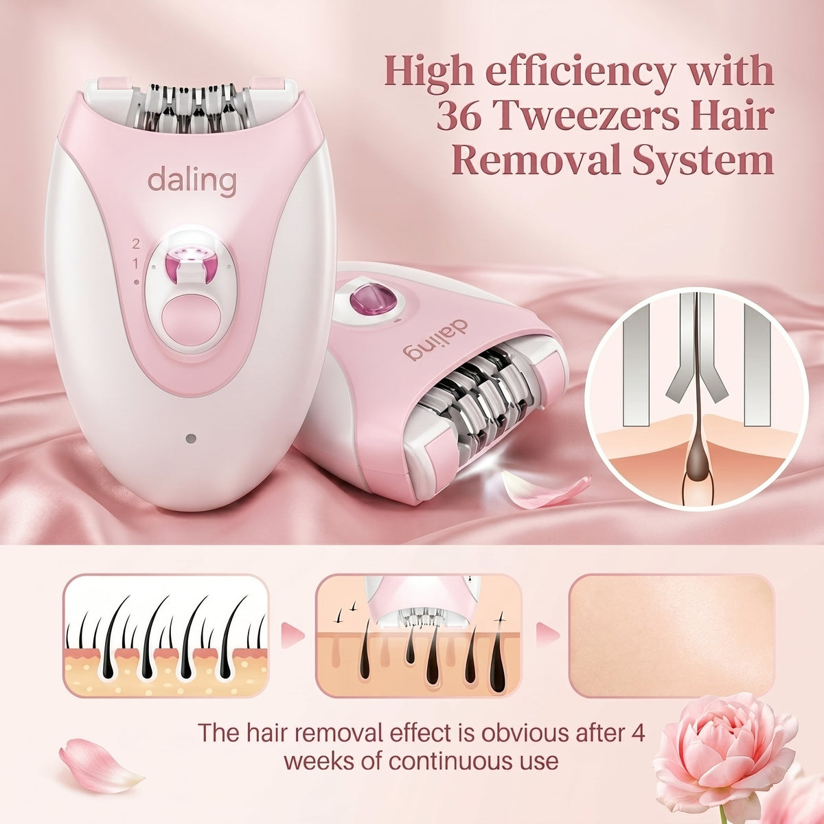 Daling Ladies Rechargeable Epilator Hair Removal Machine